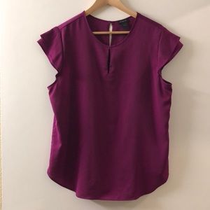 Ann Taylor Magenta Cap Sleeve Top